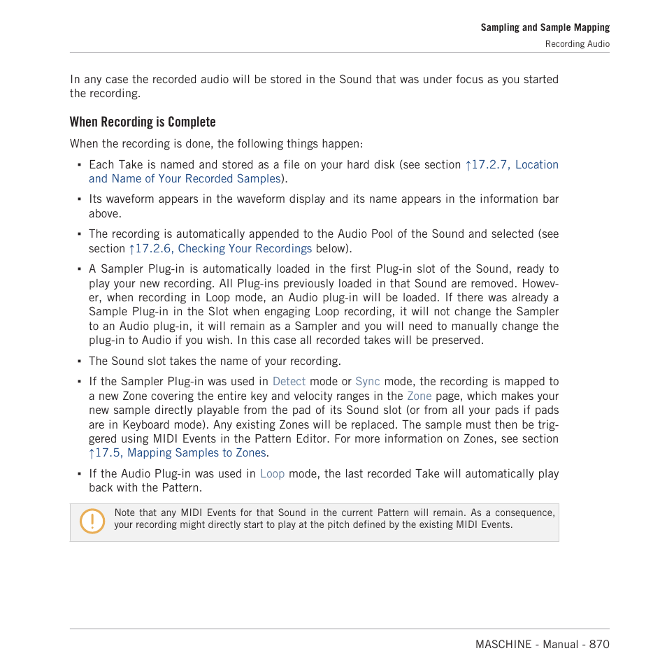 When recording is complete | Native Instruments MASCHINE MK3 Groove Production Studio (Black) User Manual | Page 870 / 976