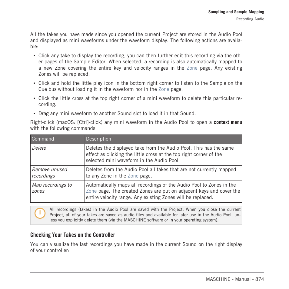 Checking your takes on the controller | Native Instruments MASCHINE MK3 Groove Production Studio (Black) User Manual | Page 874 / 976