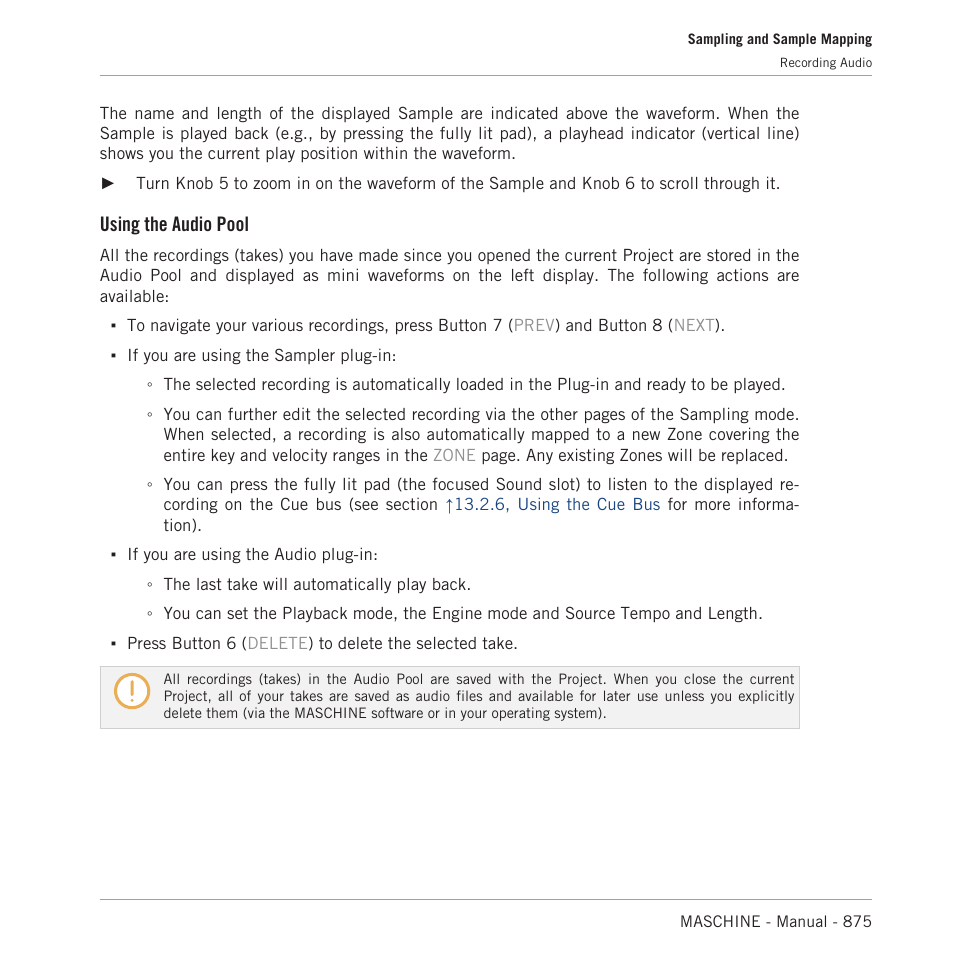 Using the audio pool | Native Instruments MASCHINE MK3 Groove Production Studio (Black) User Manual | Page 875 / 976