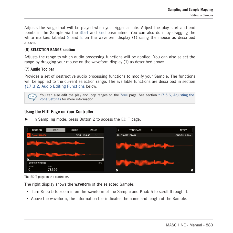 Using the edit page on your controller | Native Instruments MASCHINE MK3 Groove Production Studio (Black) User Manual | Page 880 / 976