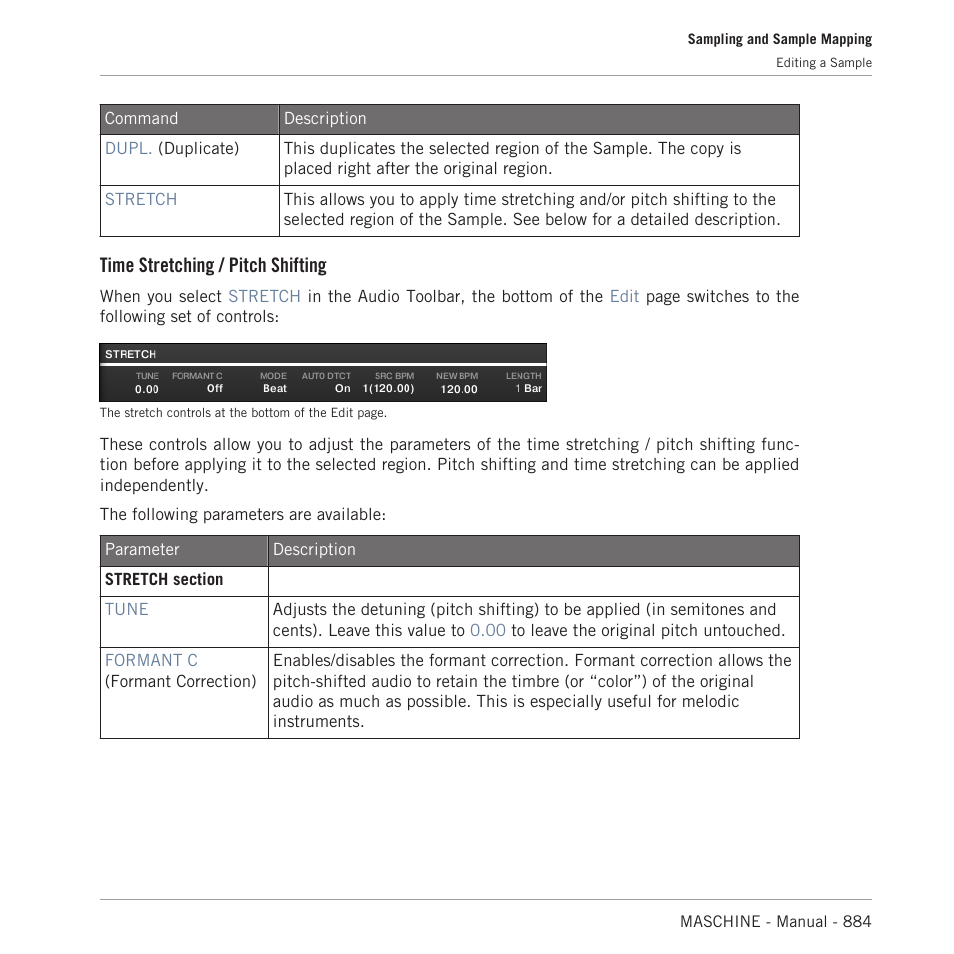 Time stretching / pitch shifting | Native Instruments MASCHINE MK3 Groove Production Studio (Black) User Manual | Page 884 / 976