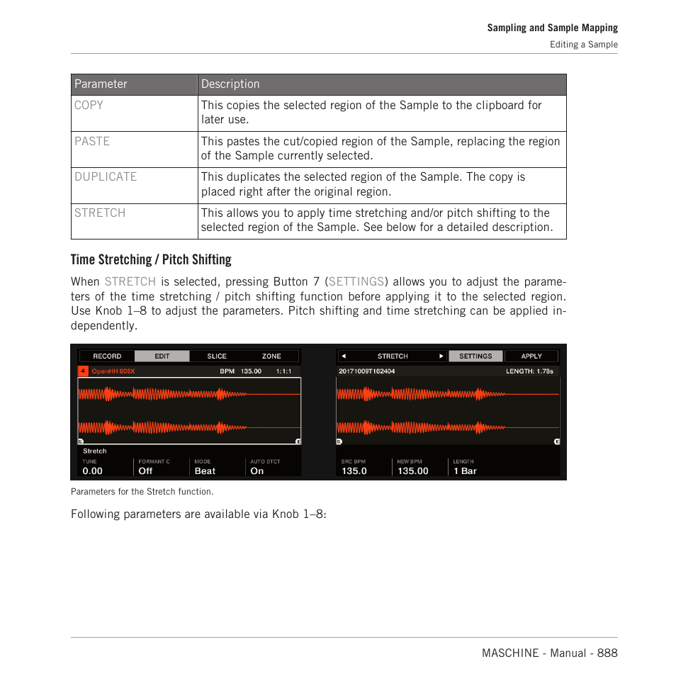 Time stretching / pitch shifting | Native Instruments MASCHINE MK3 Groove Production Studio (Black) User Manual | Page 888 / 976