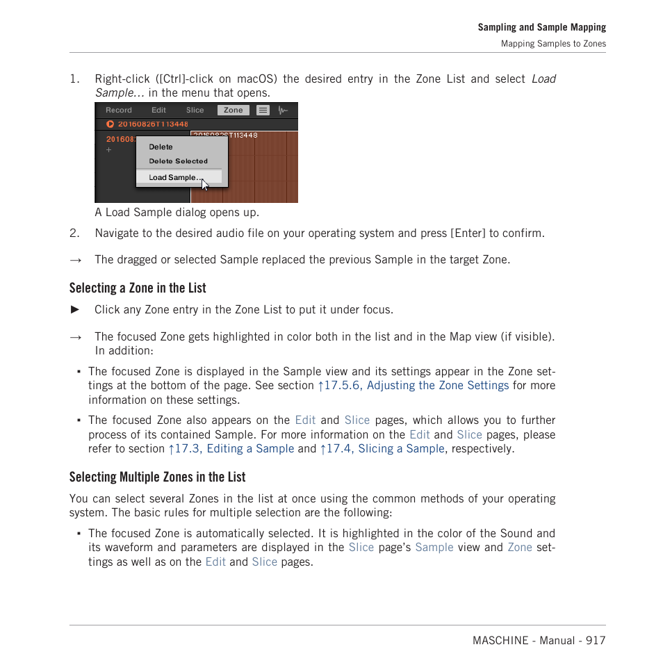 Selecting a zone in the list, Selecting multiple zones in the list | Native Instruments MASCHINE MK3 Groove Production Studio (Black) User Manual | Page 917 / 976