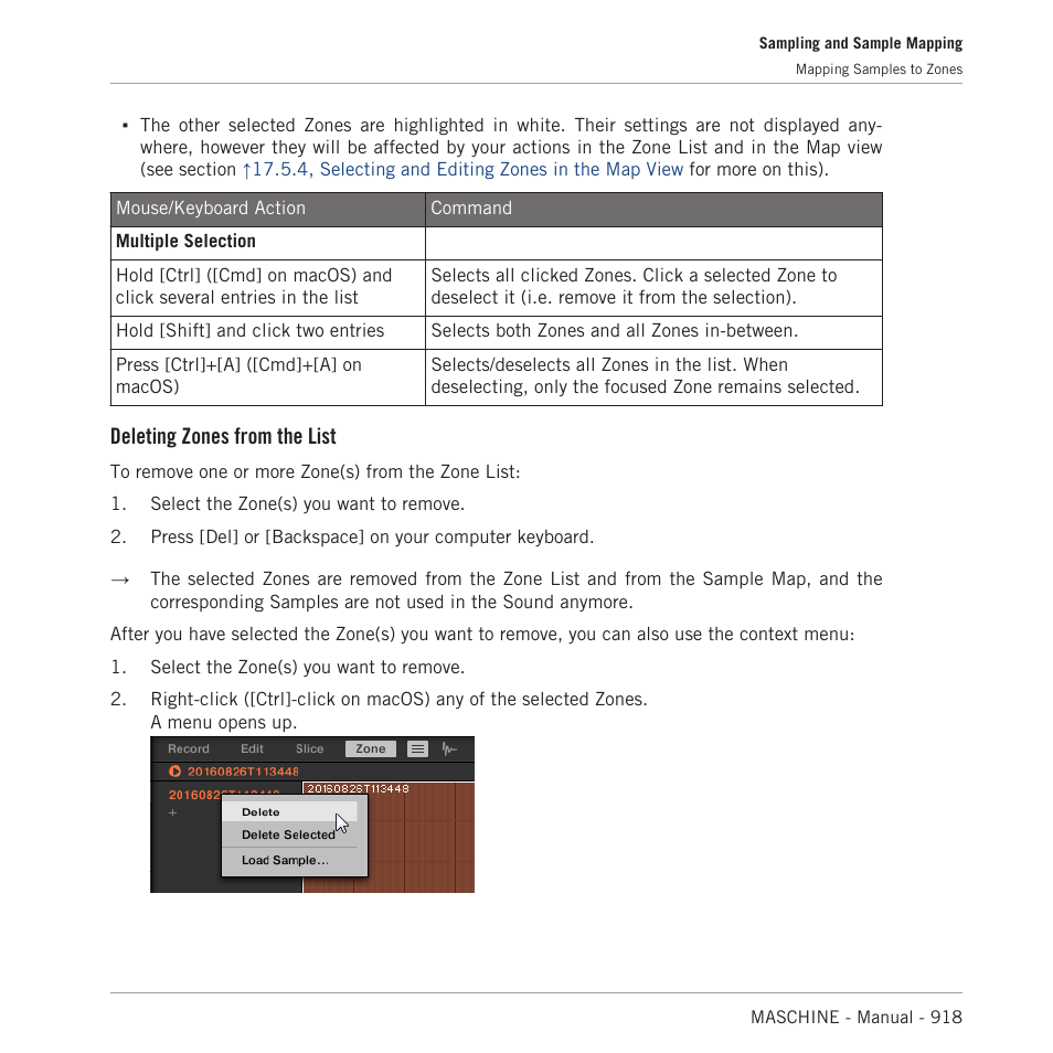 Deleting zones from the list | Native Instruments MASCHINE MK3 Groove Production Studio (Black) User Manual | Page 918 / 976