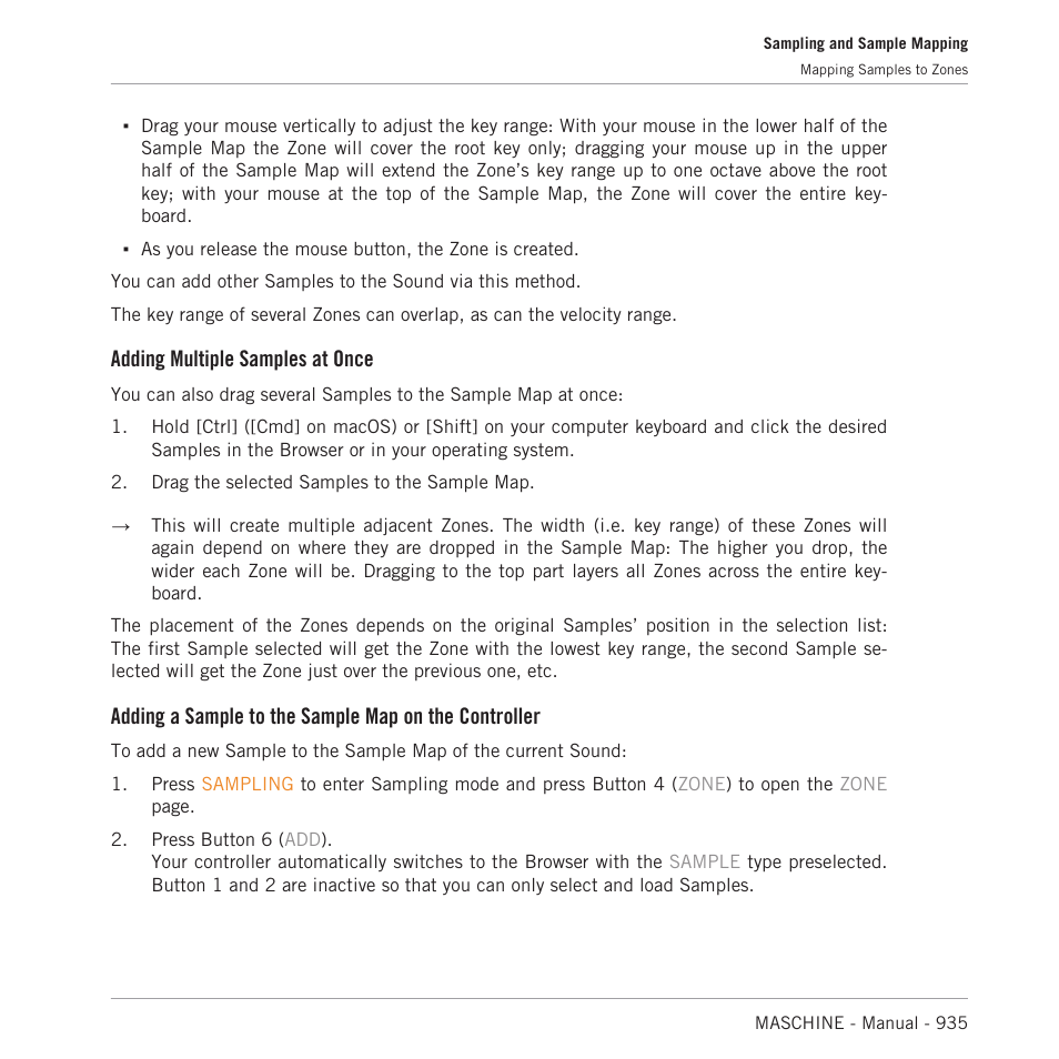 Adding multiple samples at once | Native Instruments MASCHINE MK3 Groove Production Studio (Black) User Manual | Page 935 / 976