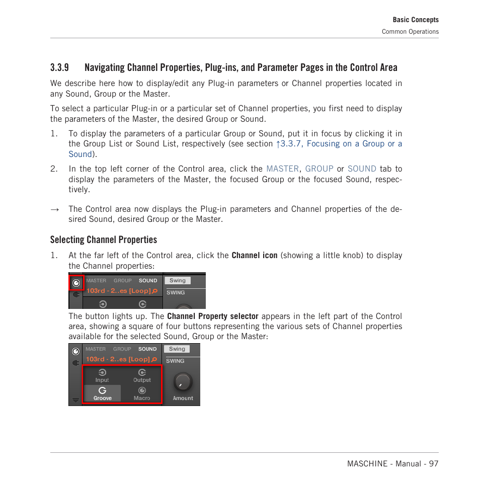 Selecting channel properties | Native Instruments MASCHINE MK3 Groove Production Studio (Black) User Manual | Page 97 / 976