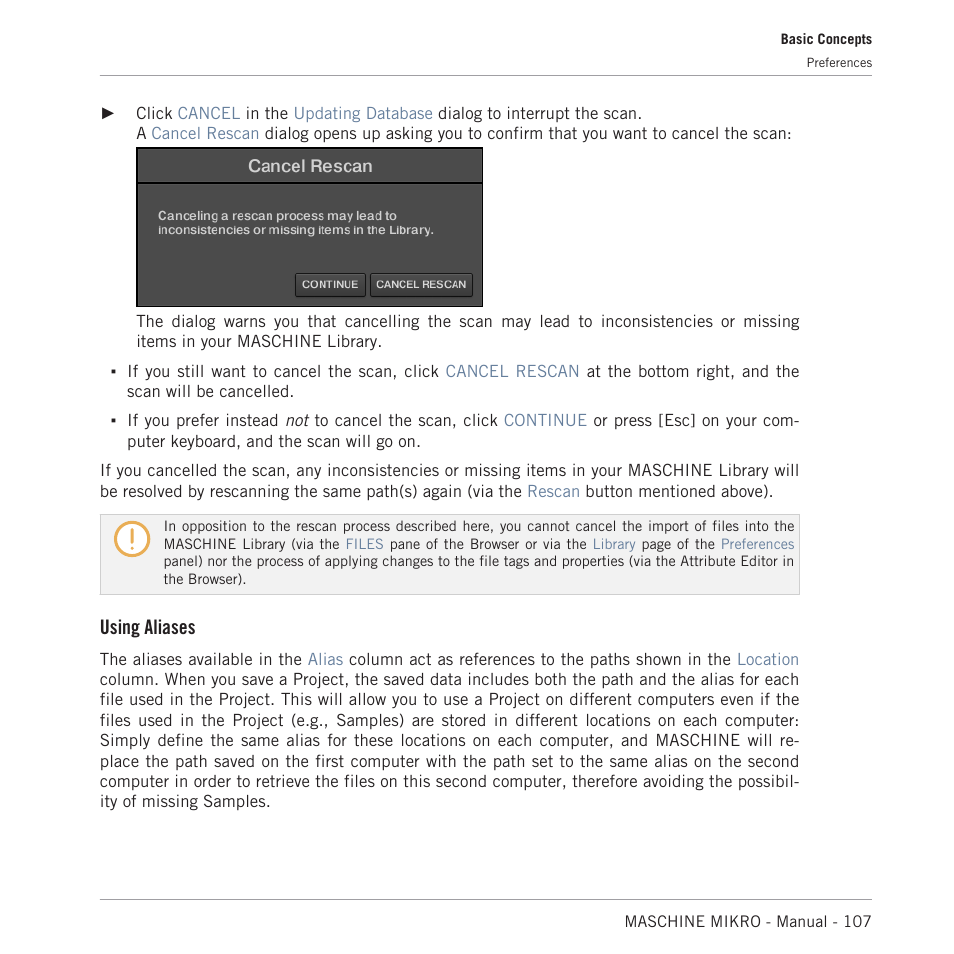 Using aliases | Native Instruments MASCHINE MIKRO MK3 Groove Production Studio (Black) User Manual | Page 107 / 807