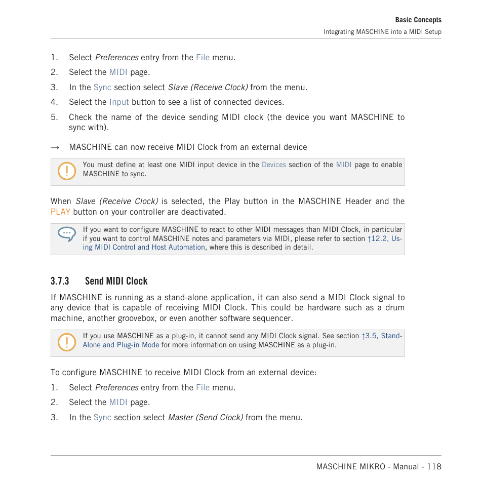 Send midi clock, 3, send midi clock, 3 send midi clock | Native Instruments MASCHINE MIKRO MK3 Groove Production Studio (Black) User Manual | Page 118 / 807