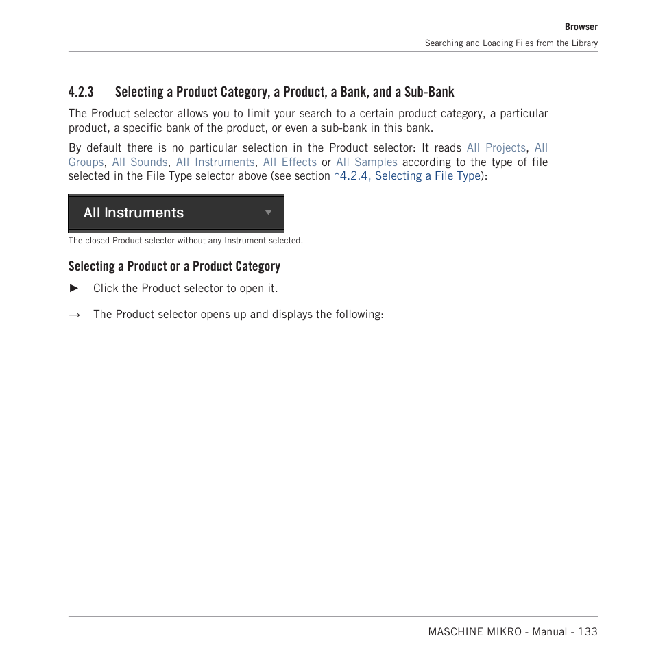 3, selecting a, Selecting a product or a product category | Native Instruments MASCHINE MIKRO MK3 Groove Production Studio (Black) User Manual | Page 133 / 807