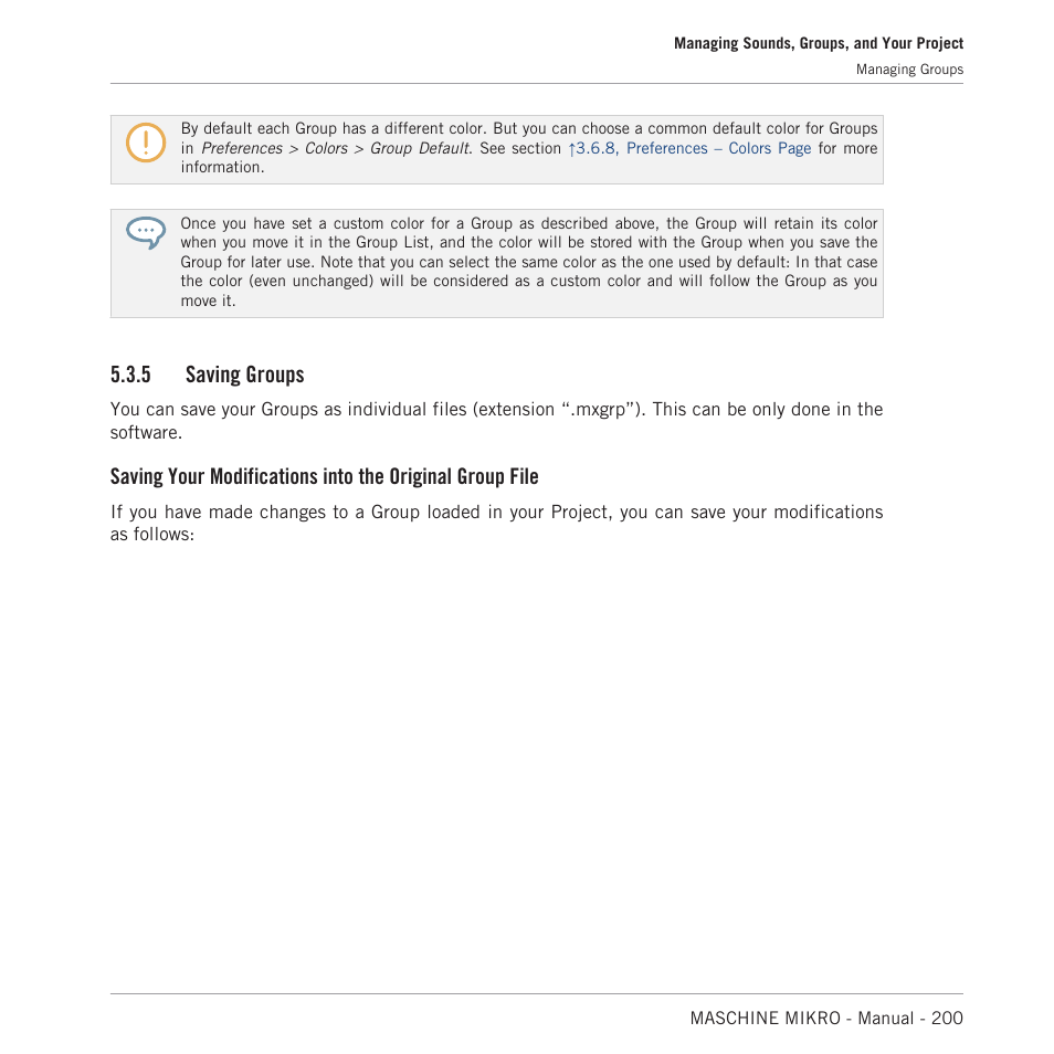 Saving groups, 5 saving groups | Native Instruments MASCHINE MIKRO MK3 Groove Production Studio (Black) User Manual | Page 200 / 807