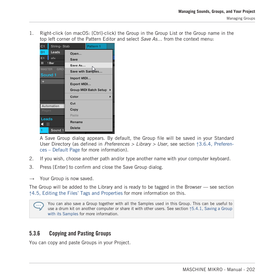 Copying and pasting groups, 6 copying and pasting groups | Native Instruments MASCHINE MIKRO MK3 Groove Production Studio (Black) User Manual | Page 202 / 807