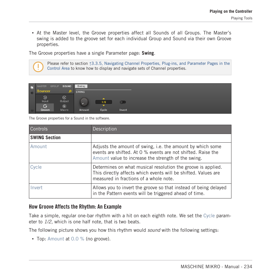 How groove affects the rhythm: an example | Native Instruments MASCHINE MIKRO MK3 Groove Production Studio (Black) User Manual | Page 234 / 807