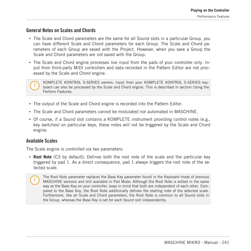 Available scales | Native Instruments MASCHINE MIKRO MK3 Groove Production Studio (Black) User Manual | Page 241 / 807