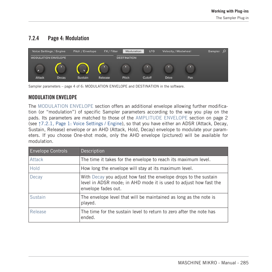 4 page 4: modulation, Modulation envelope | Native Instruments MASCHINE MIKRO MK3 Groove Production Studio (Black) User Manual | Page 285 / 807
