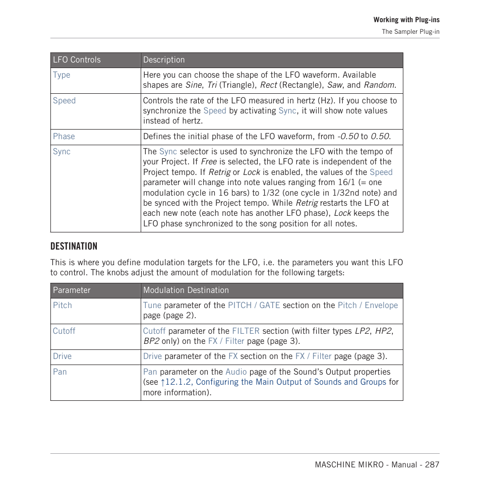 Destination | Native Instruments MASCHINE MIKRO MK3 Groove Production Studio (Black) User Manual | Page 287 / 807