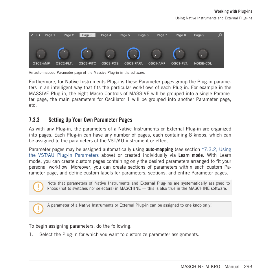 3 setting up your own parameter pages | Native Instruments MASCHINE MIKRO MK3 Groove Production Studio (Black) User Manual | Page 293 / 807
