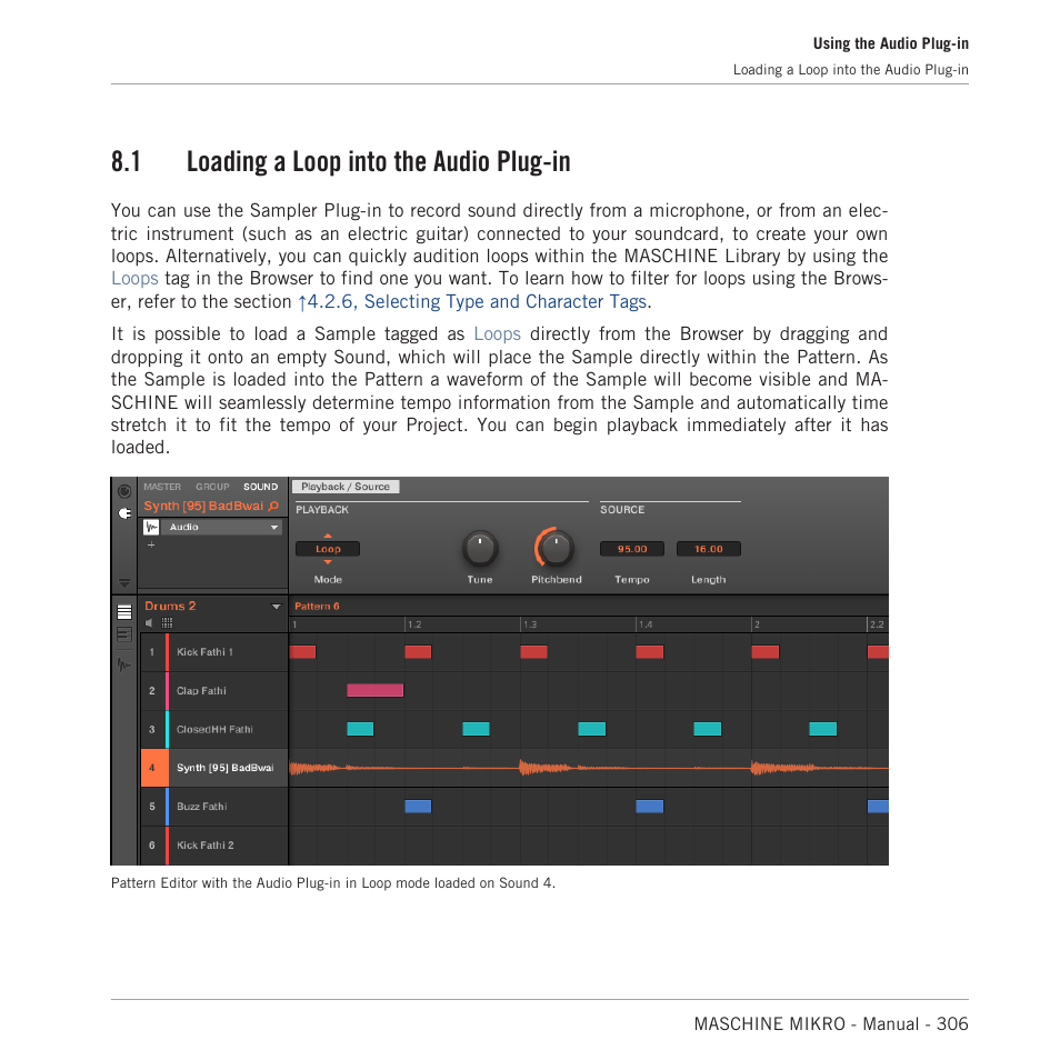 Loading a loop into the audio plug-in, 1 loading a loop into the audio plug-in | Native Instruments MASCHINE MIKRO MK3 Groove Production Studio (Black) User Manual | Page 306 / 807