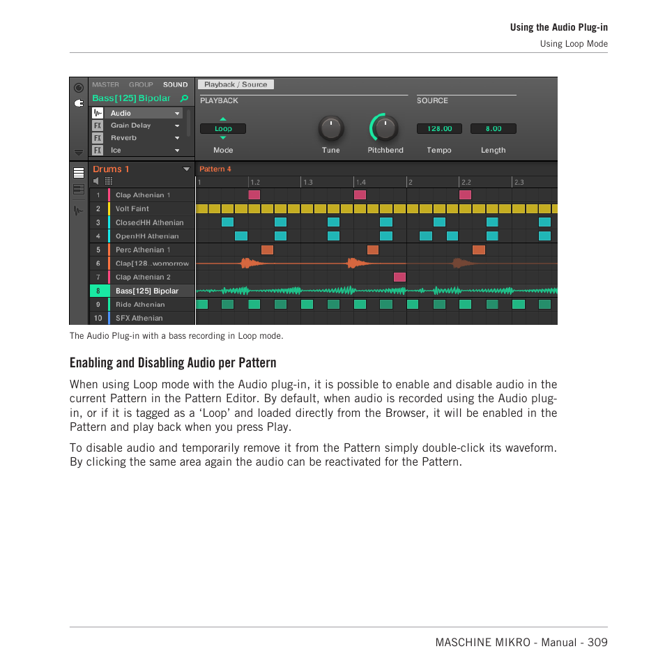 Enabling and disabling audio per pattern | Native Instruments MASCHINE MIKRO MK3 Groove Production Studio (Black) User Manual | Page 309 / 807