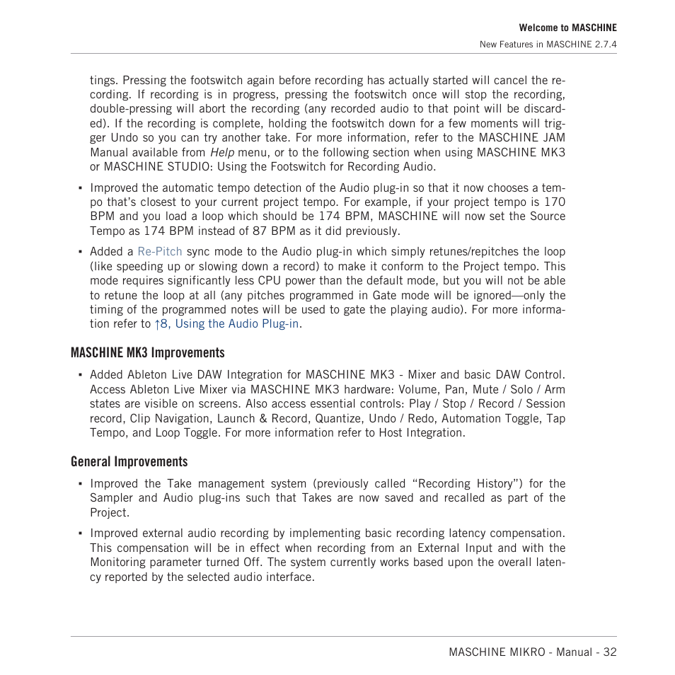Maschine mk3 improvements, General improvements | Native Instruments MASCHINE MIKRO MK3 Groove Production Studio (Black) User Manual | Page 32 / 807
