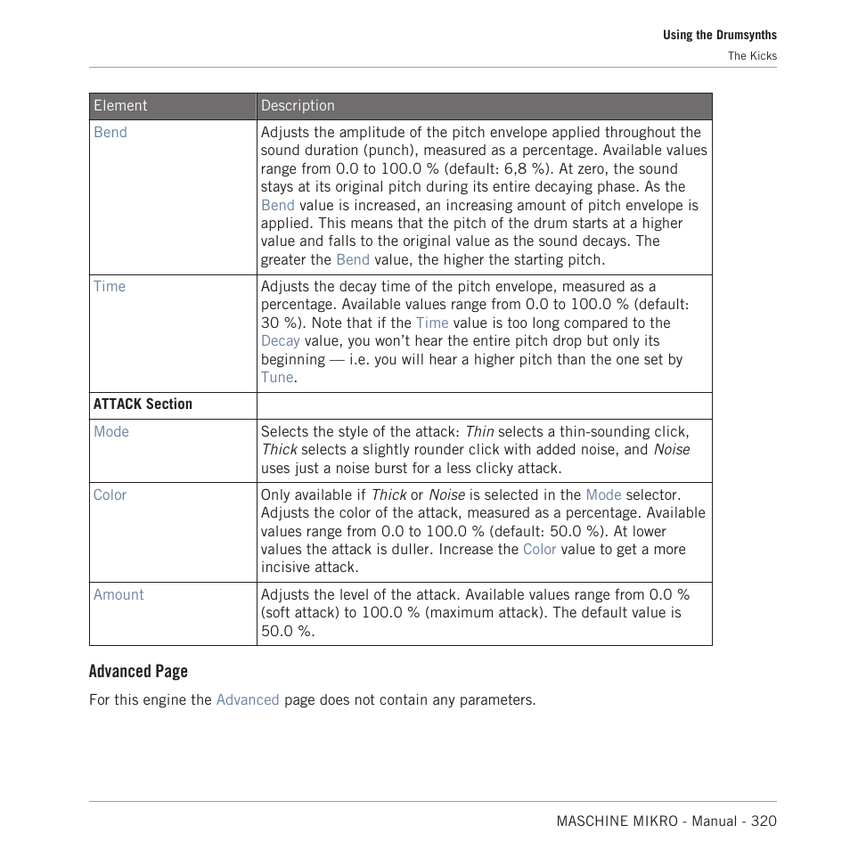 Advanced page | Native Instruments MASCHINE MIKRO MK3 Groove Production Studio (Black) User Manual | Page 320 / 807