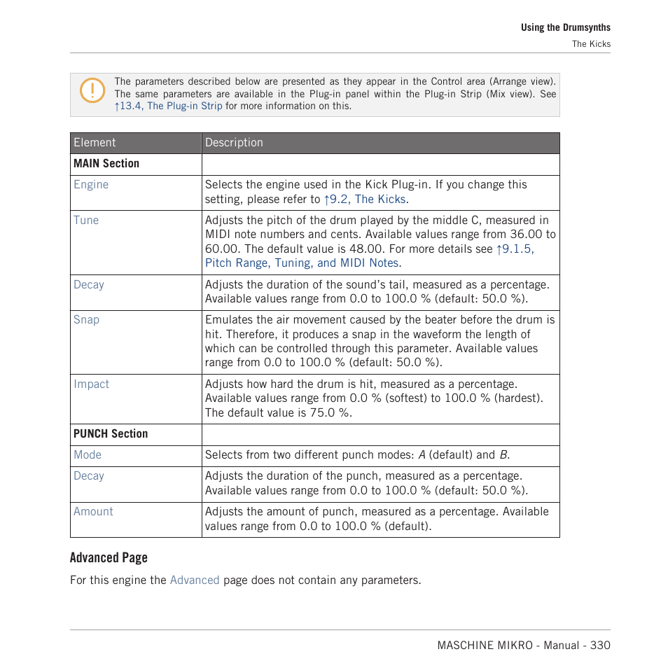 Advanced page | Native Instruments MASCHINE MIKRO MK3 Groove Production Studio (Black) User Manual | Page 330 / 807