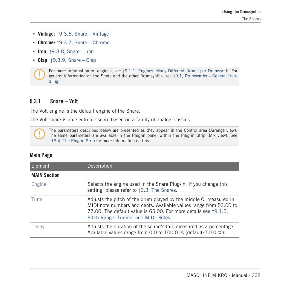 Snare – volt, Default), 1, snare – volt | 1 snare – volt, Main page | Native Instruments MASCHINE MIKRO MK3 Groove Production Studio (Black) User Manual | Page 338 / 807