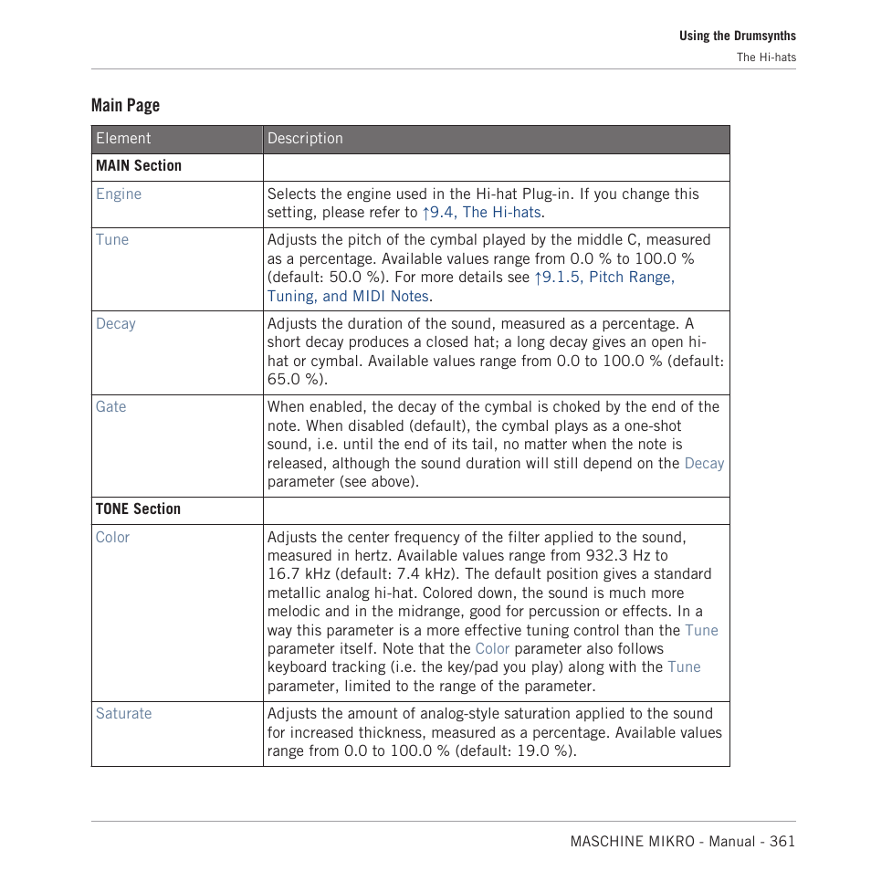 Main page | Native Instruments MASCHINE MIKRO MK3 Groove Production Studio (Black) User Manual | Page 361 / 807