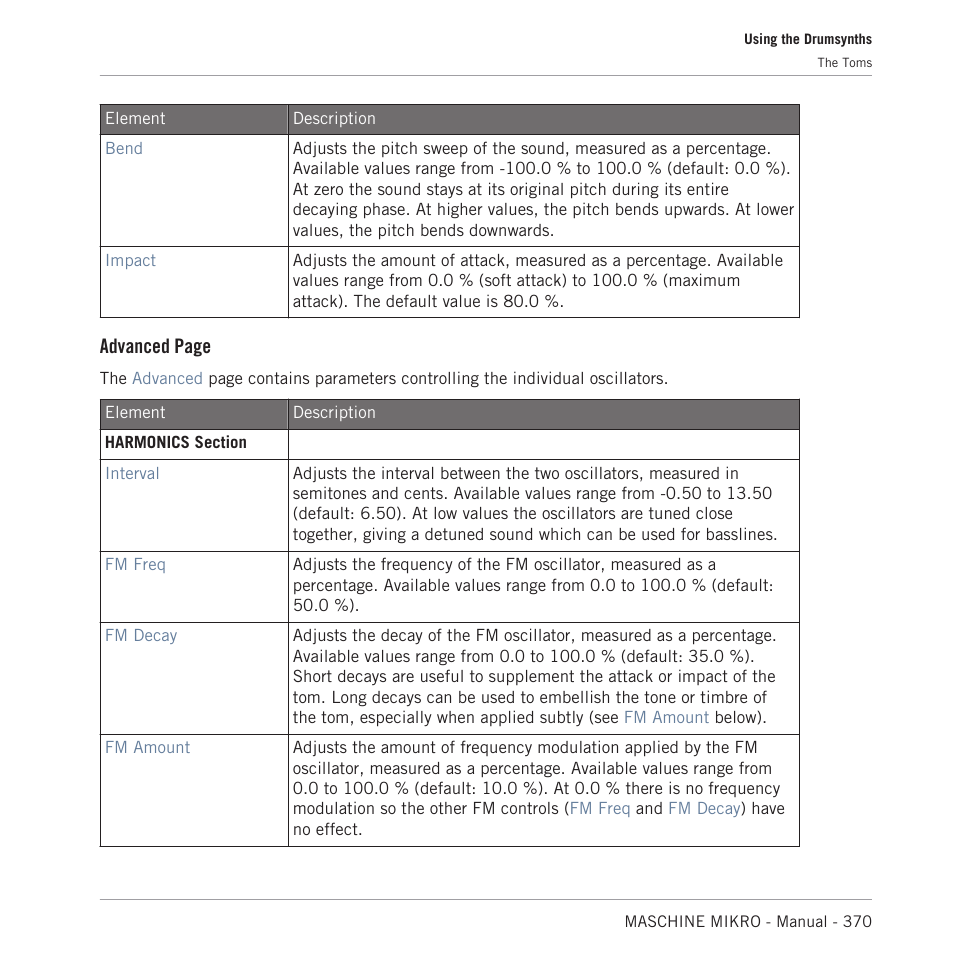Advanced page | Native Instruments MASCHINE MIKRO MK3 Groove Production Studio (Black) User Manual | Page 370 / 807