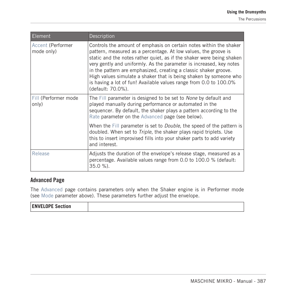 Advanced page | Native Instruments MASCHINE MIKRO MK3 Groove Production Studio (Black) User Manual | Page 387 / 807