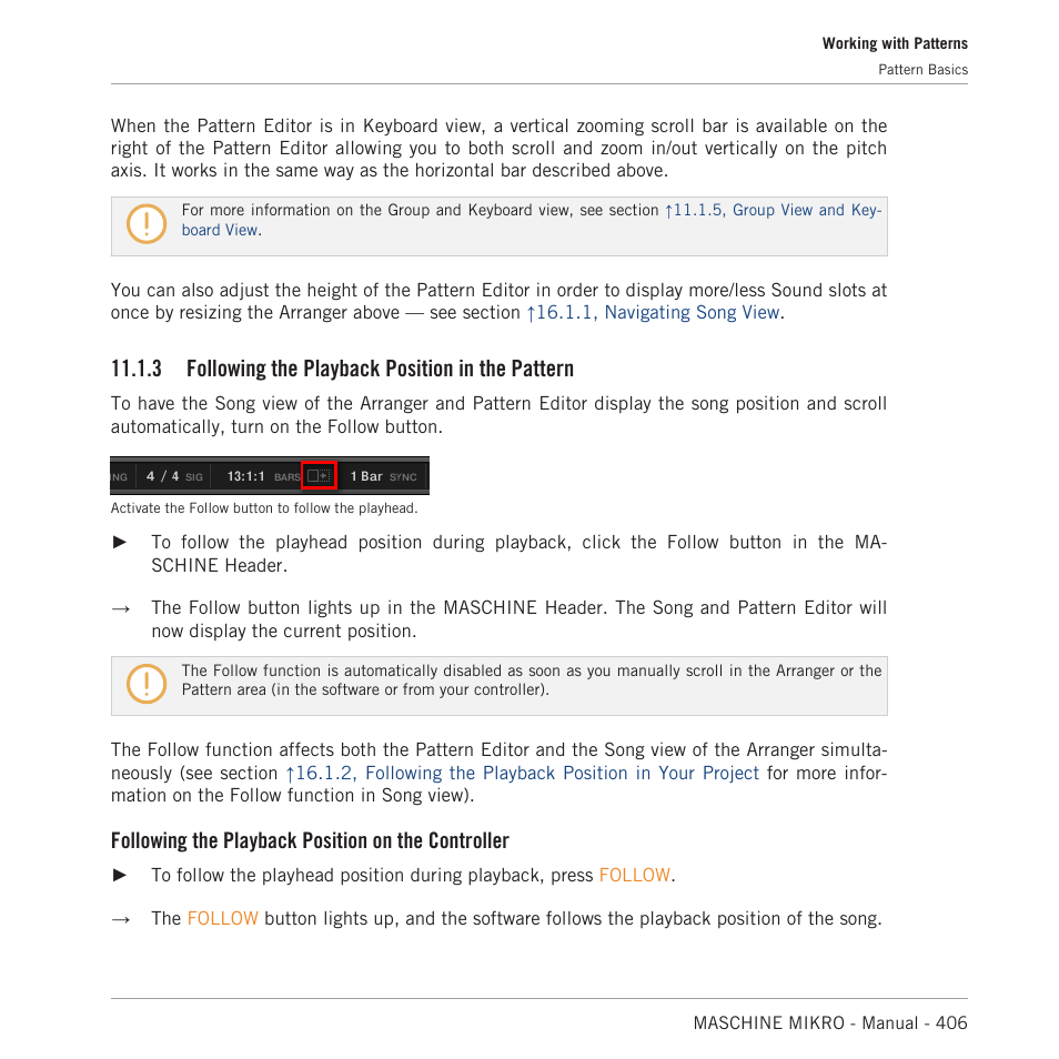 Following the playback position in the pattern, 3 following the playback position in the pattern, Following the playback position on the controller | Native Instruments MASCHINE MIKRO MK3 Groove Production Studio (Black) User Manual | Page 406 / 807