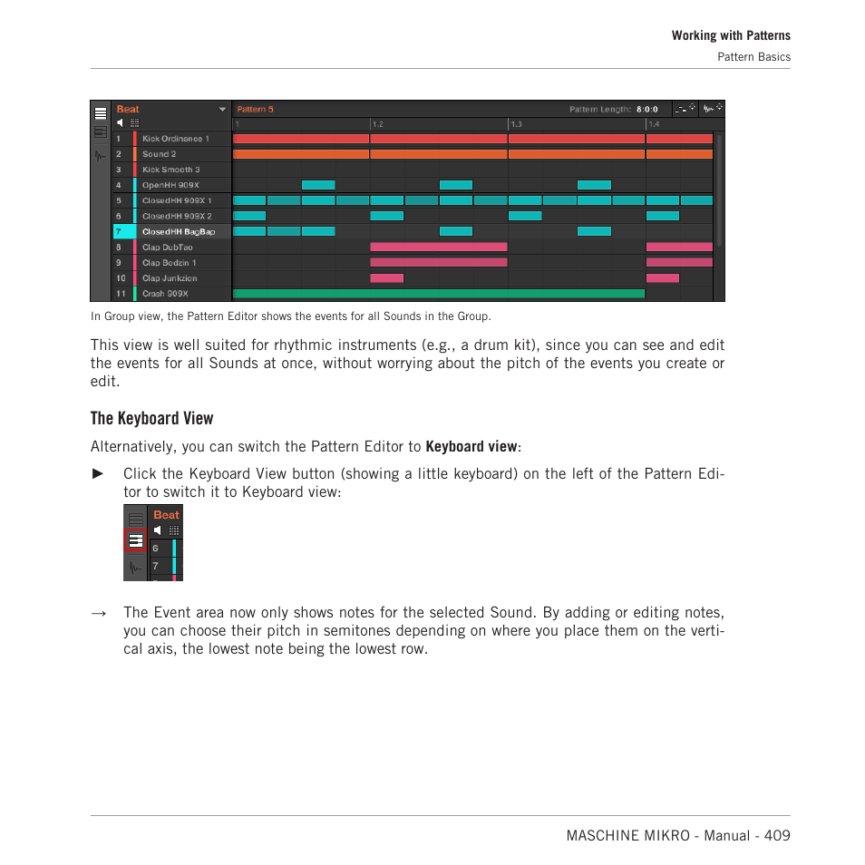 The keyboard view | Native Instruments MASCHINE MIKRO MK3 Groove Production Studio (Black) User Manual | Page 409 / 807