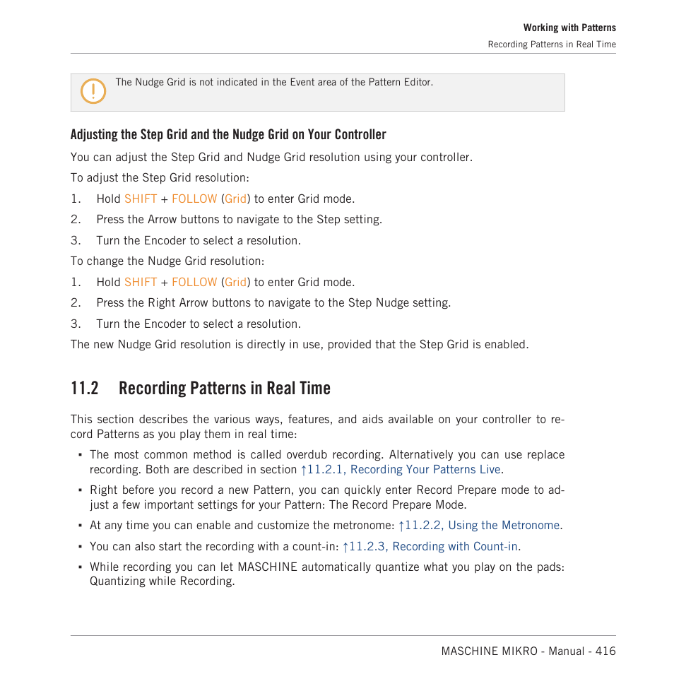 Recording patterns in real time, 2, recording patterns in real, Time | 2 recording patterns in real time | Native Instruments MASCHINE MIKRO MK3 Groove Production Studio (Black) User Manual | Page 416 / 807
