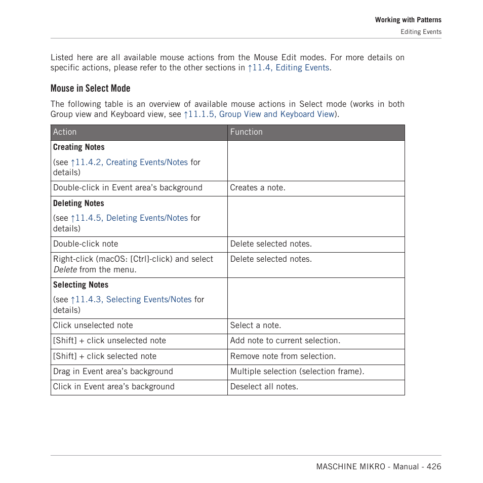 Mouse in select mode | Native Instruments MASCHINE MIKRO MK3 Groove Production Studio (Black) User Manual | Page 426 / 807