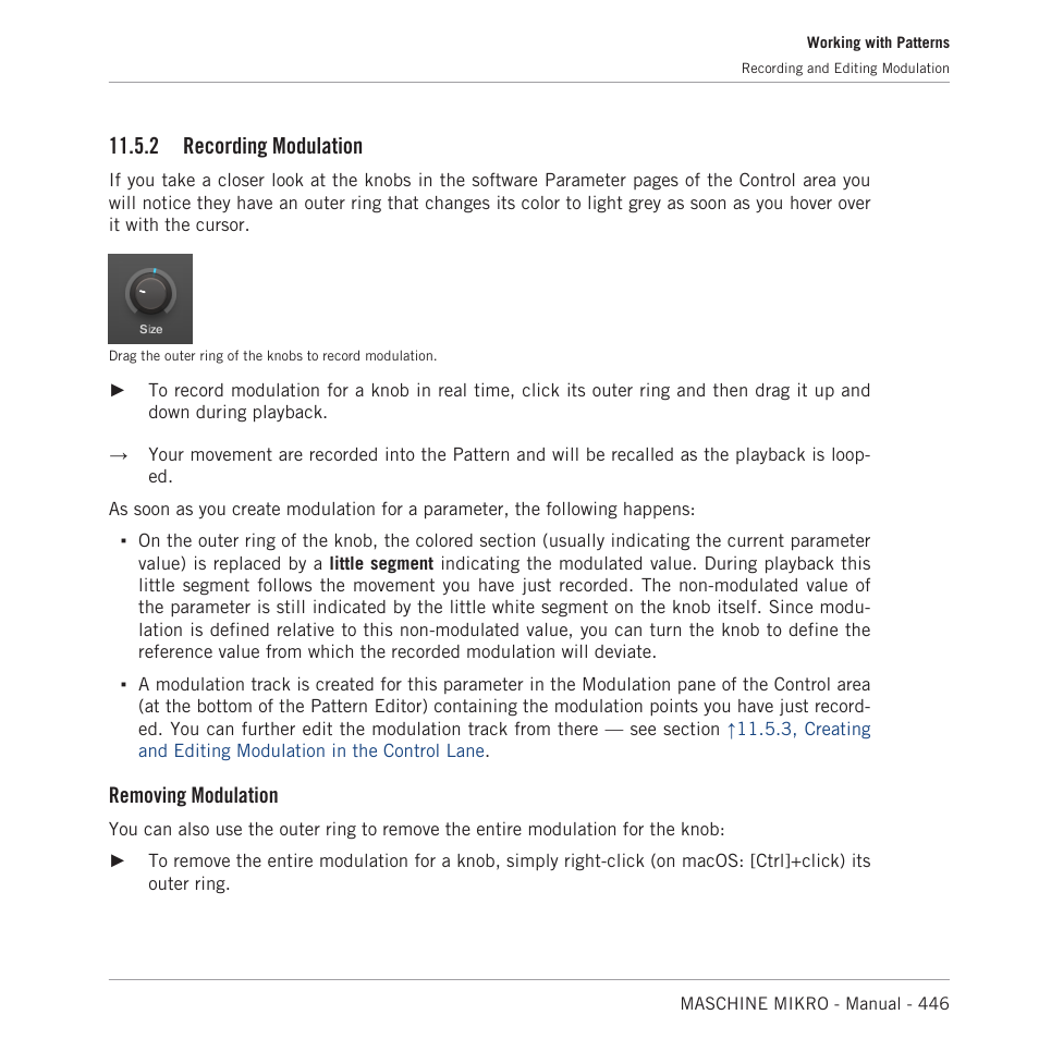 Recording modulation, 2 recording modulation, Removing modulation | Native Instruments MASCHINE MIKRO MK3 Groove Production Studio (Black) User Manual | Page 446 / 807
