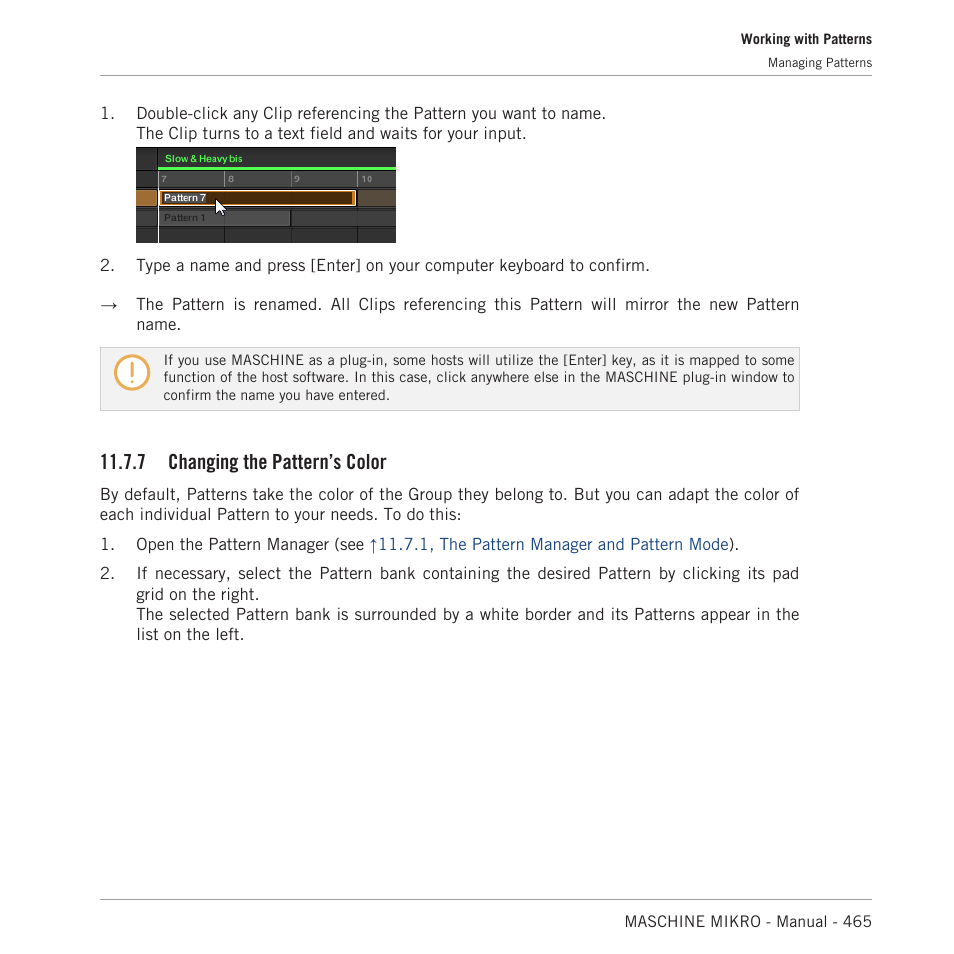 Changing the pattern’s color, 7, changing the pattern’s color, 7 changing the pattern’s color | Native Instruments MASCHINE MIKRO MK3 Groove Production Studio (Black) User Manual | Page 465 / 807