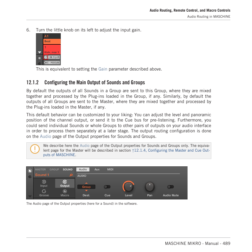 Configuring the main output of sounds and groups, 2 configuring the main output of sounds and groups | Native Instruments MASCHINE MIKRO MK3 Groove Production Studio (Black) User Manual | Page 489 / 807