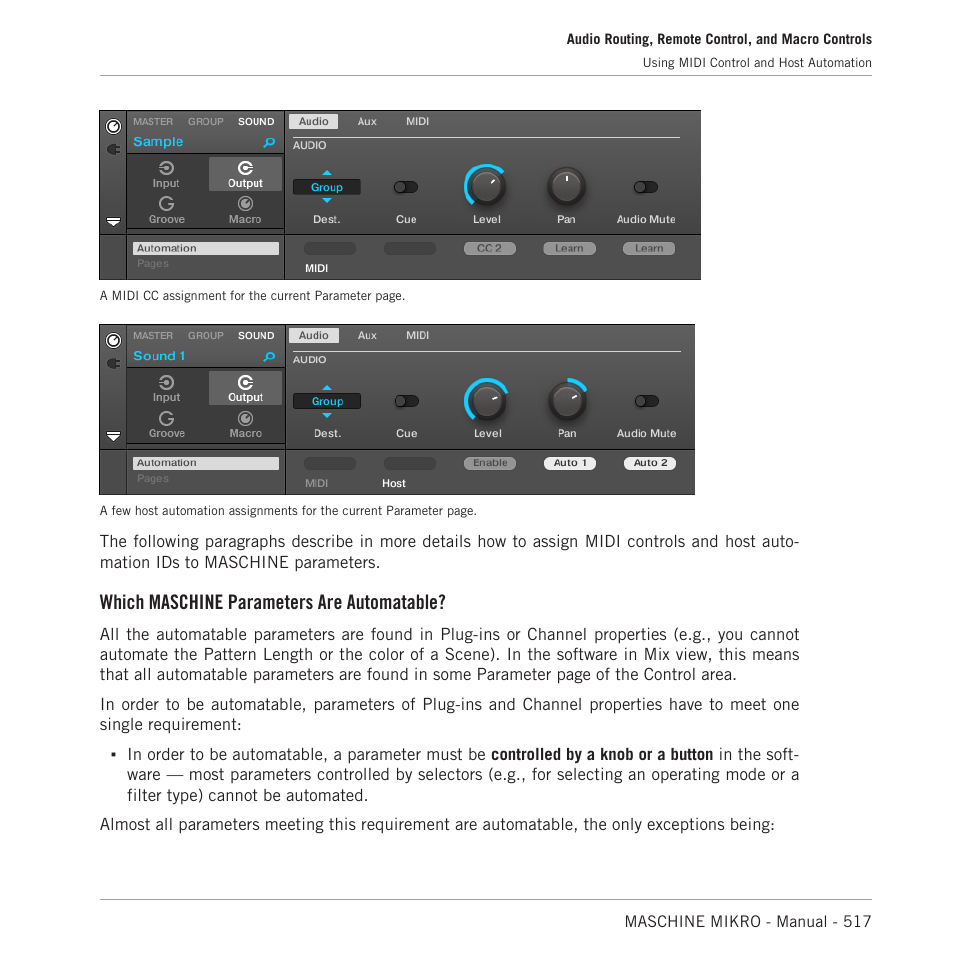 Which maschine parameters are automatable | Native Instruments MASCHINE MIKRO MK3 Groove Production Studio (Black) User Manual | Page 517 / 807