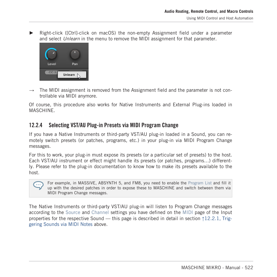 Change, For more information | Native Instruments MASCHINE MIKRO MK3 Groove Production Studio (Black) User Manual | Page 522 / 807