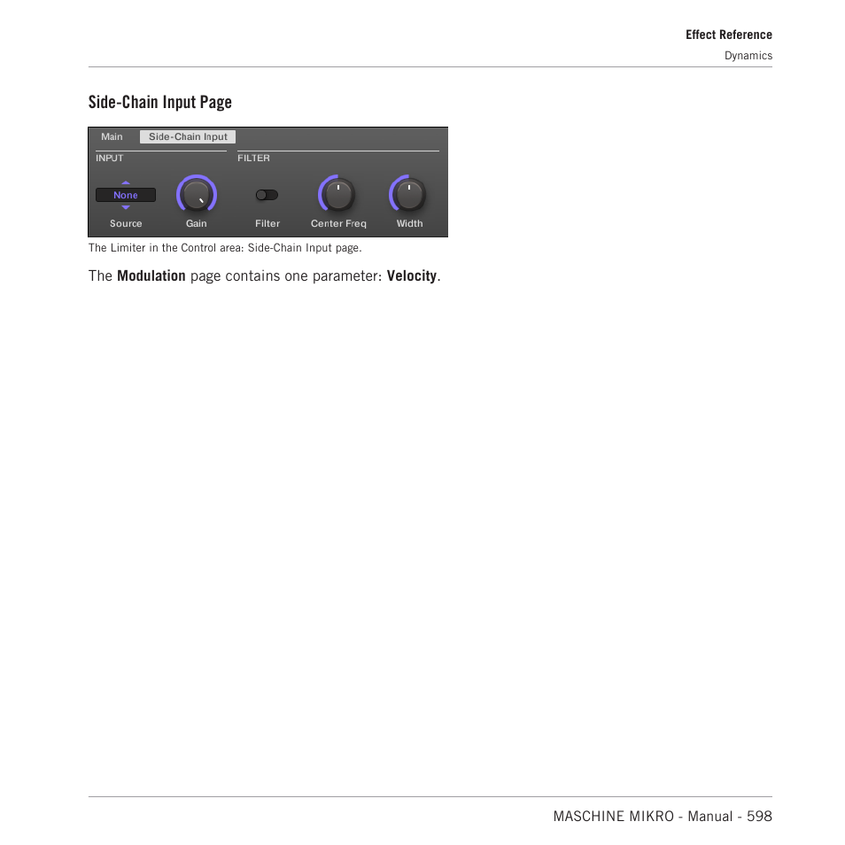 Side-chain input page | Native Instruments MASCHINE MIKRO MK3 Groove Production Studio (Black) User Manual | Page 598 / 807