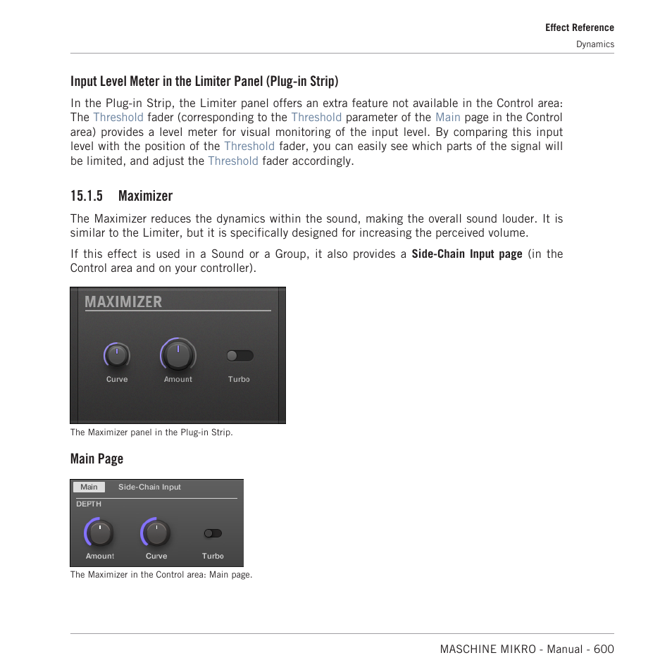 Maximizer, 5 maximizer, Main page | Native Instruments MASCHINE MIKRO MK3 Groove Production Studio (Black) User Manual | Page 600 / 807