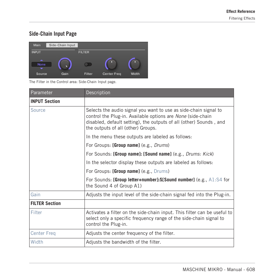 Side-chain input page | Native Instruments MASCHINE MIKRO MK3 Groove Production Studio (Black) User Manual | Page 608 / 807