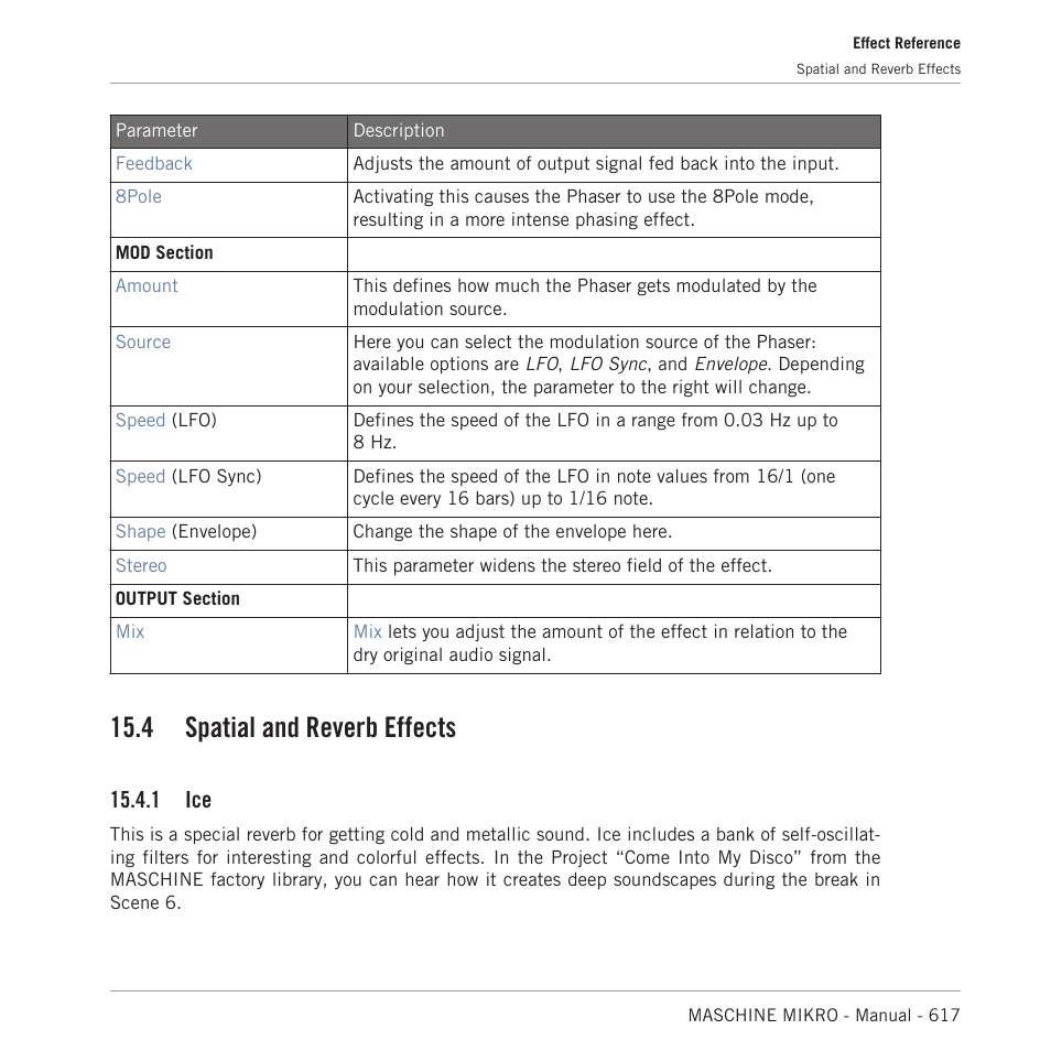 Spatial and reverb effects, 4, spatial and reverb effects, 4 spatial and reverb effects | 1 ice | Native Instruments MASCHINE MIKRO MK3 Groove Production Studio (Black) User Manual | Page 617 / 807