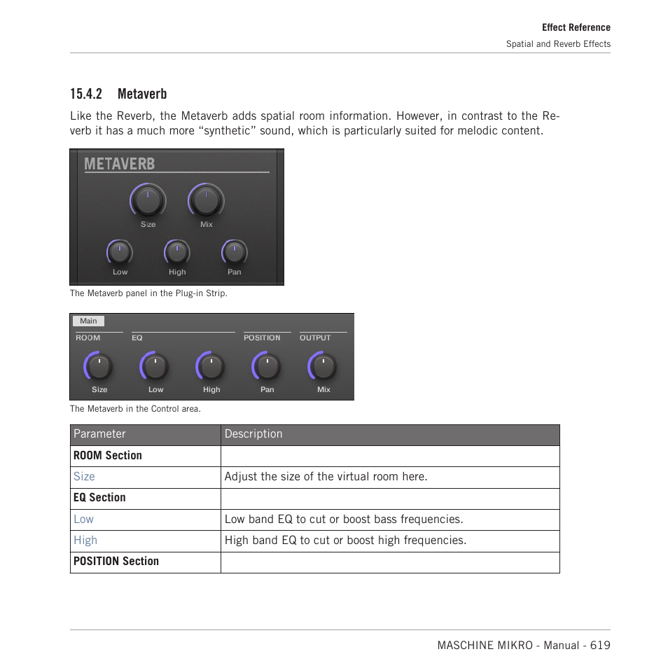 Metaverb, 2 metaverb | Native Instruments MASCHINE MIKRO MK3 Groove Production Studio (Black) User Manual | Page 619 / 807
