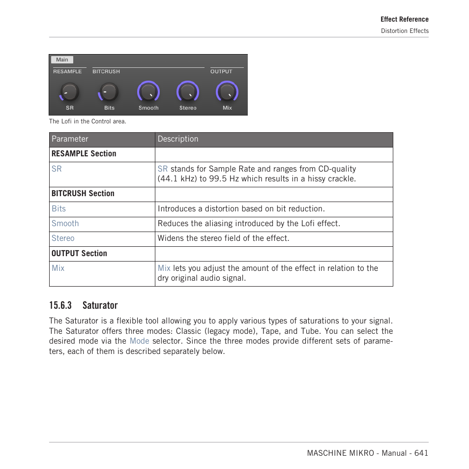 Saturator, 3 saturator | Native Instruments MASCHINE MIKRO MK3 Groove Production Studio (Black) User Manual | Page 641 / 807