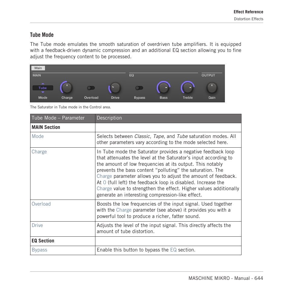 Tube mode | Native Instruments MASCHINE MIKRO MK3 Groove Production Studio (Black) User Manual | Page 644 / 807