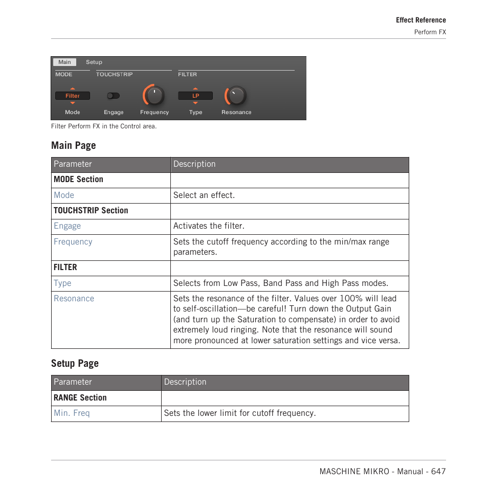 Main page, Setup page | Native Instruments MASCHINE MIKRO MK3 Groove Production Studio (Black) User Manual | Page 647 / 807