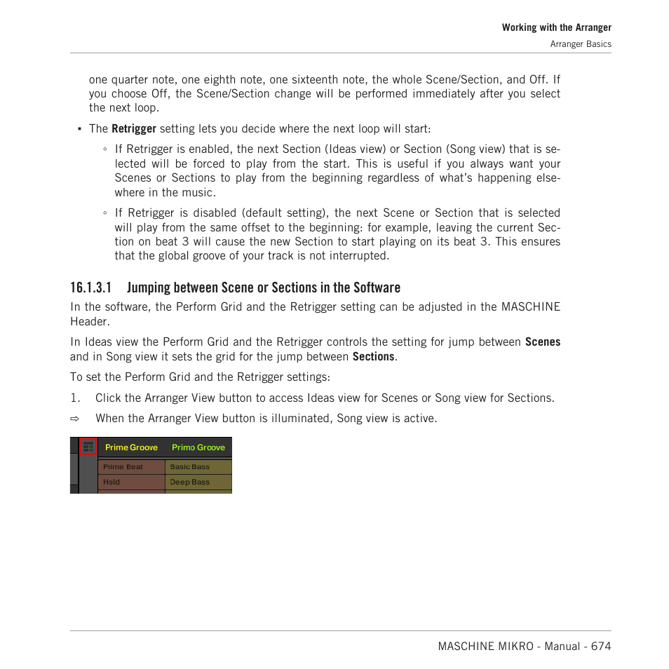 Jumping between scene or sections in the software | Native Instruments MASCHINE MIKRO MK3 Groove Production Studio (Black) User Manual | Page 674 / 807