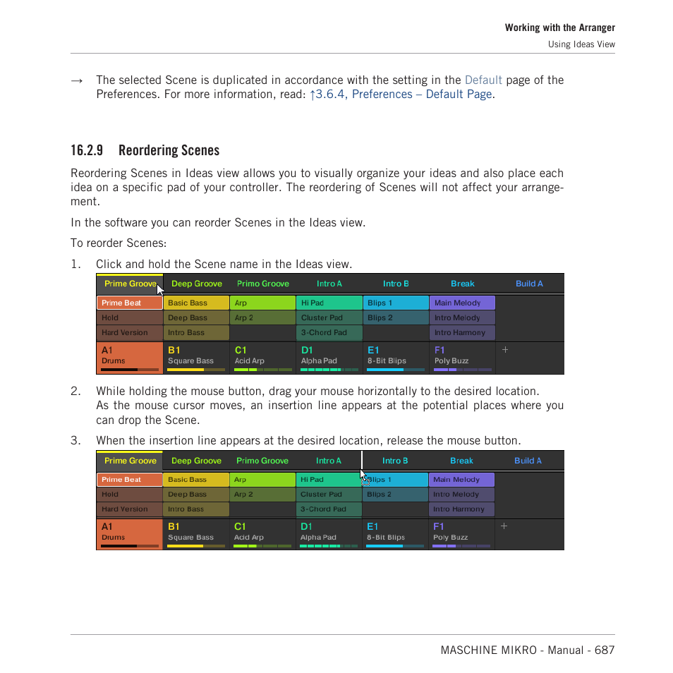 Reordering scenes, 9 reordering scenes | Native Instruments MASCHINE MIKRO MK3 Groove Production Studio (Black) User Manual | Page 687 / 807