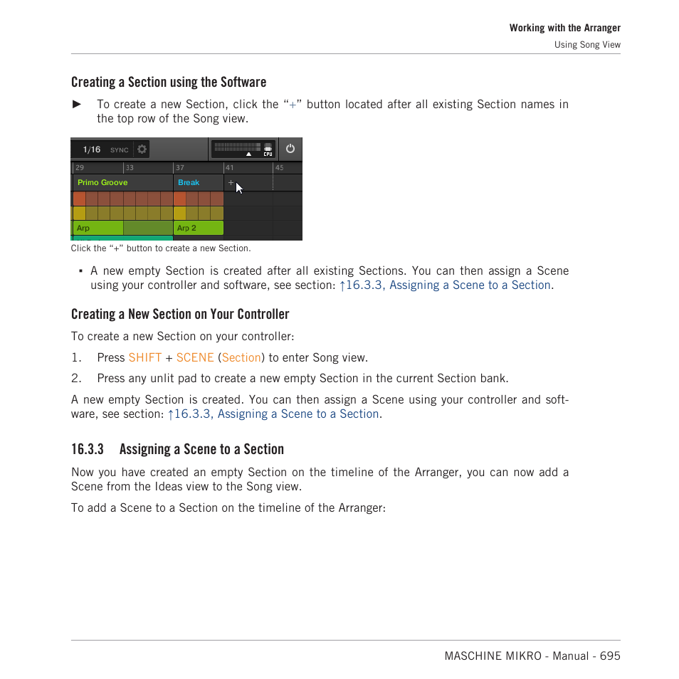 Assigning a scene to a section | Native Instruments MASCHINE MIKRO MK3 Groove Production Studio (Black) User Manual | Page 695 / 807