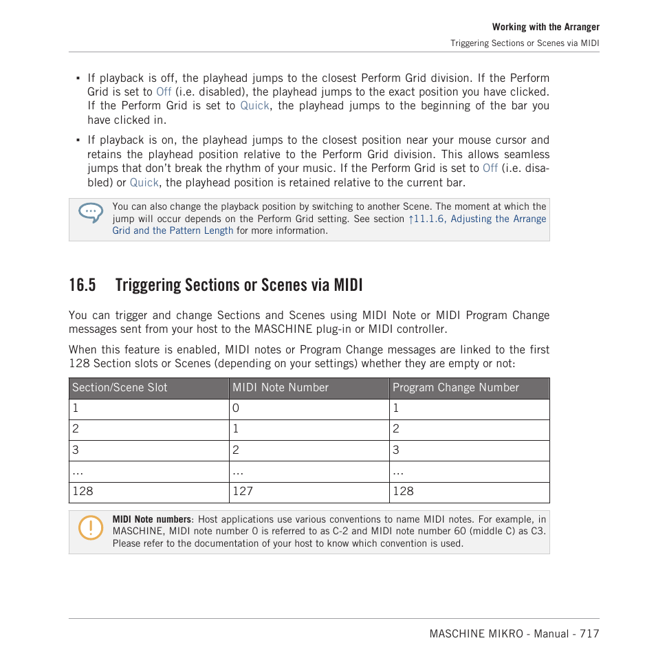 Triggering sections or scenes via midi, 5, triggering sections or scenes via midi, 5, triggering sections or scenes via | Midi, 5, triggering sections or, Scenes via midi, 5, triggering sections or scenes, Via midi | Native Instruments MASCHINE MIKRO MK3 Groove Production Studio (Black) User Manual | Page 717 / 807